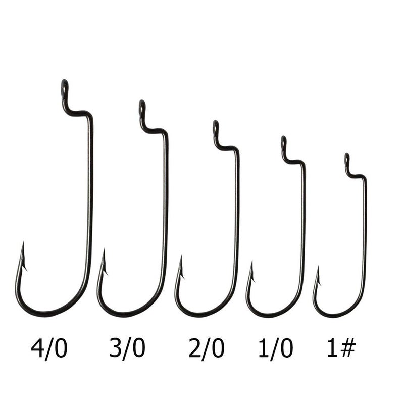 Laxygo 30pcs/Pack Offset Fishing Hooks Worm Hooks Black/Red High Carbon Steel Senko Bait Fishing Hooks 4/0 3/0 2/0 1/0 1# - Image 3